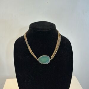 Green Agate stone with multiple chains necklace/choker
